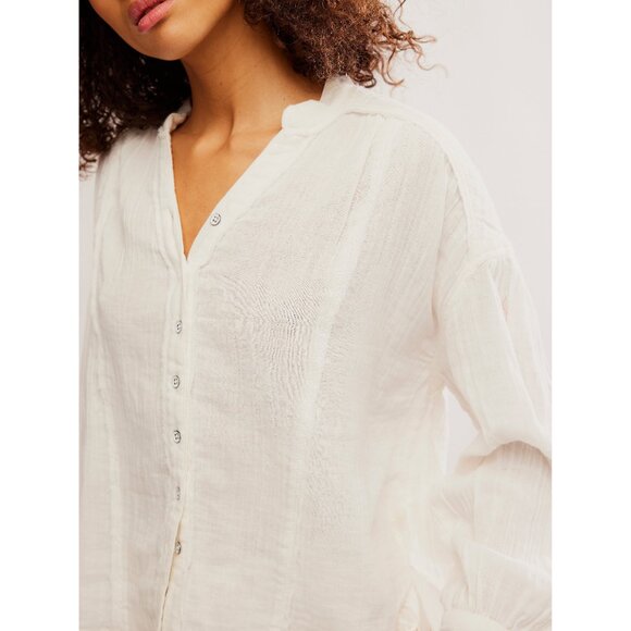 🆕 FREE PEOPLE We The Free Valley Double Cloth Shirt / Clean Ivory - Picture 4 of 10